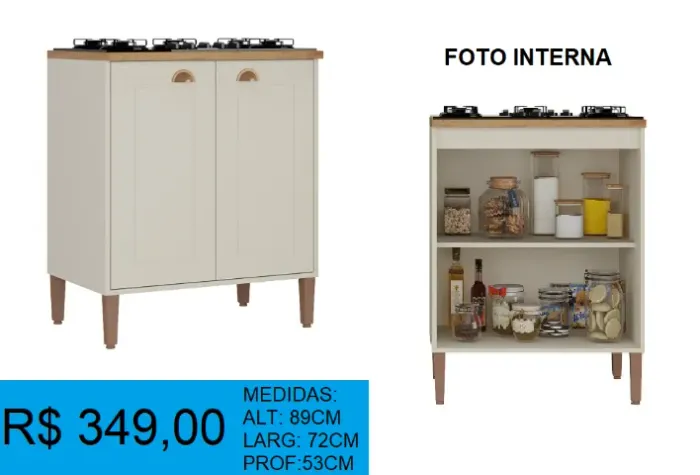 balcão cooktop alt: 89cm larg: 72cm - frete gratuito!