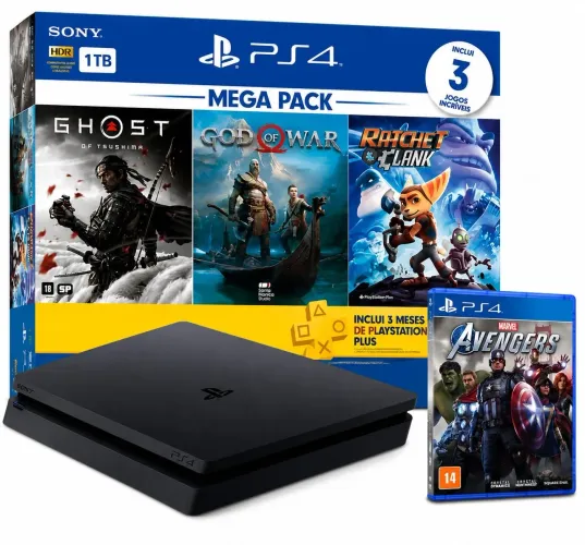 Playstation 4 sem controle com 4 jogos inclusos 