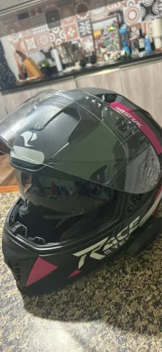 CAPACETE Race tech preto e rosa com intercomunicador 