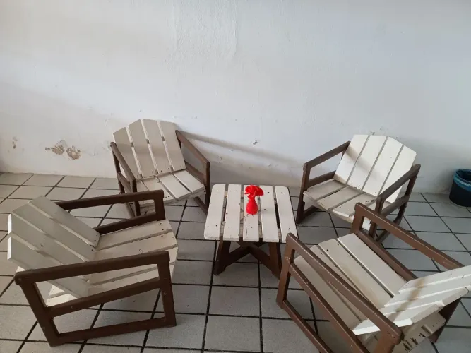 Conjunto de terraço de madeira