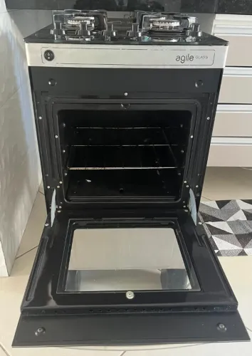 Fogão 4 bocas com forno e tampa de vidro