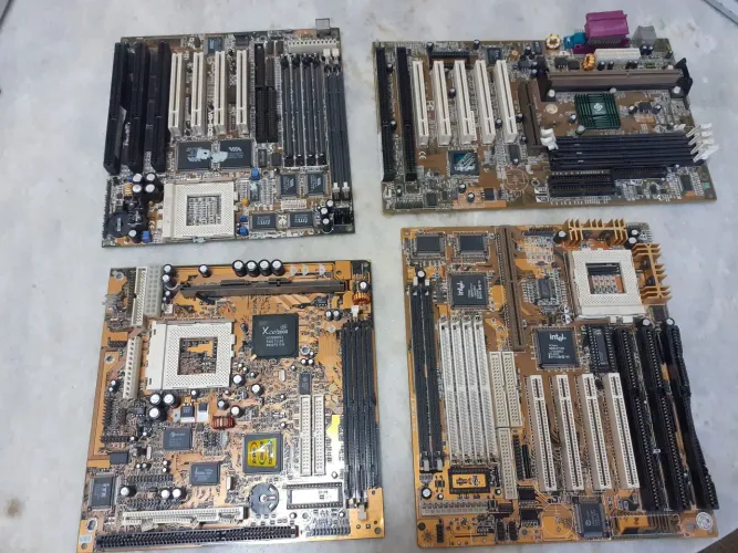 Lote de Peças de Pc Antigo 286 386 486 COM DEFEITO Placas Isa Mãe Video Fax Som Soquete 7