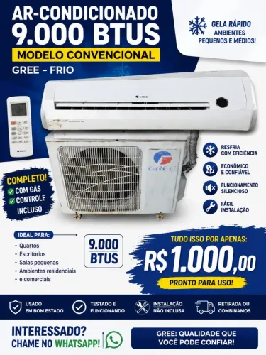 Ar condicionado convencional 9 mil BTUs completo !