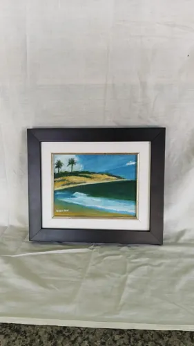 QUADRO PRAIA Acrílico sobre tela:  31 x 26,5 cm (incluindo a moldura)