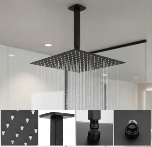 Ducha Chuveiro Inox Quadrada 30x30 de Teto Preto Black