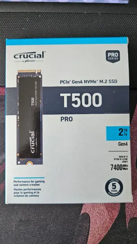 SSD Crucial T500 2TB NVme Gen 4 - leitura 7400MB/s, escrita 7000MB/s