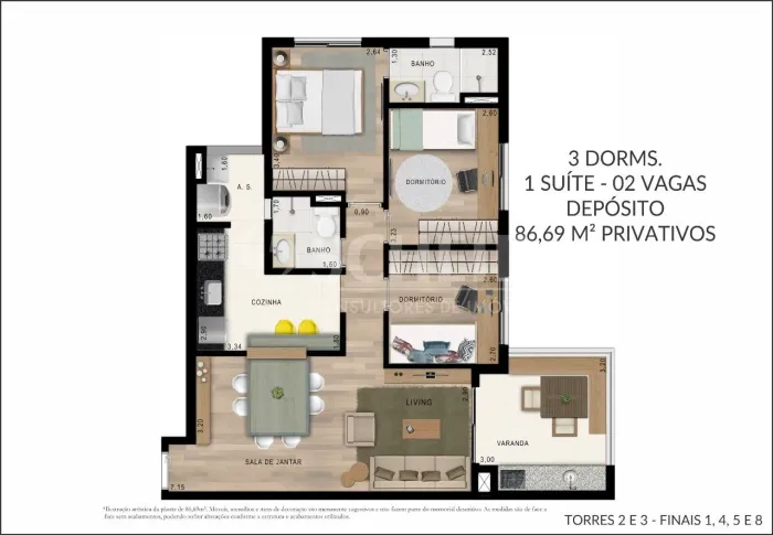 Apartamento para venda 3 quartos - 2 vagas - Jardim Sabará