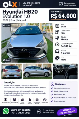 Hyundai HB20 Evolution 1.0 Flex 12V MEC 2022