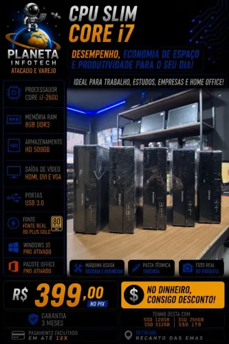 CPU Slim Core i7 2600 com 8gb de ram + HD de 500gb ( com garantia )