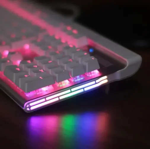 Teclado Gamer Mecanico Computador Pc Rgb Blue Abnt2 Branco