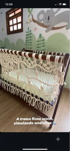 Berço Moisés Madeira Maciça feito em MACRAME