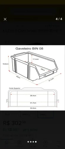 Caixa plástica gaveta organizadora empilhável Bin número 8