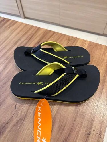 Sandália Kenner Action Gel Original - Preta com Amarelo- Nova