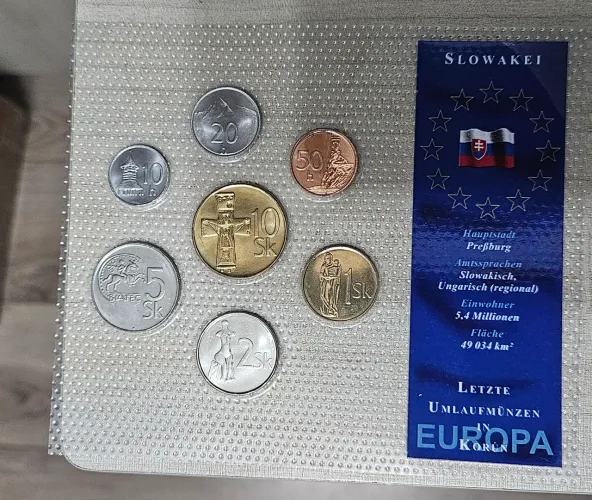 Eslováquia Set 7 Moedas FC Unc Coroa Eslovaca Skk Pré-euro