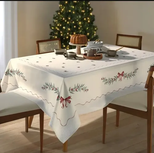 TOALHA DE MESA MATISSE NATAL 123 RETANGULAR ( 6 lugares ) <br>
