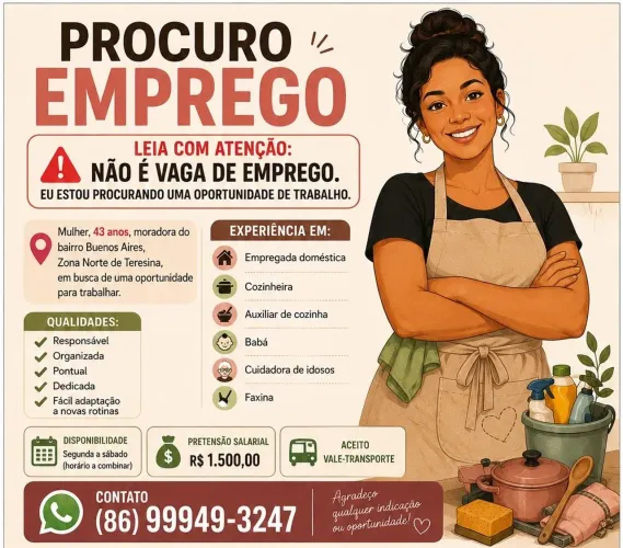Estou disponível para trabalhar