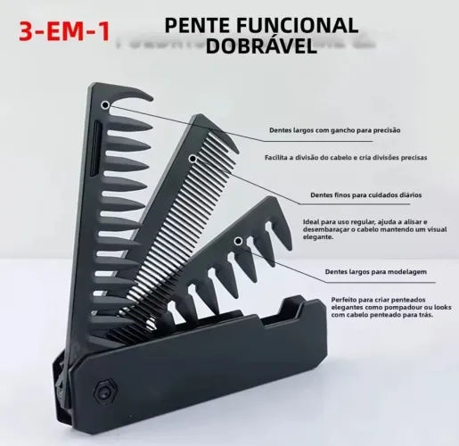 Pente multifuncional dobrável 3 em 1