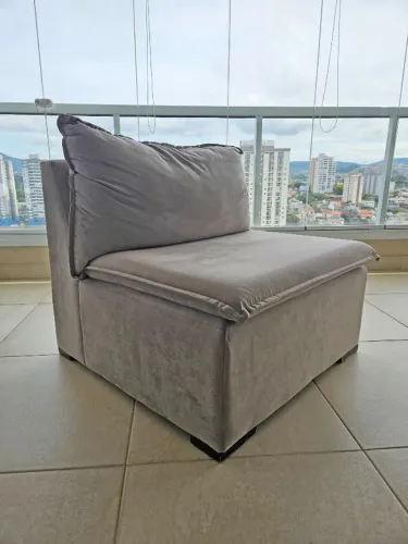 Sofá Modular Central 85cm Zen Cabecasa Madeiramadeira Cinza