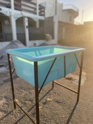 Banheira + Armação Banho e Tosa Pet 1M azul claro