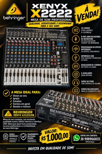 mesa de som behringer xenyx x2222