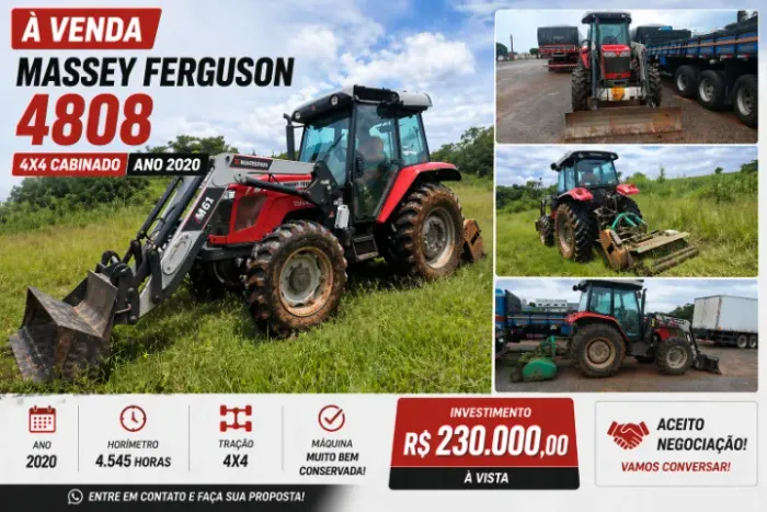 Trator Massey Fergusson 4808 Cabinado 4x4