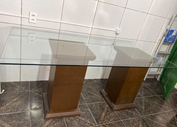 Mesa de vidro retangular 6 lugares