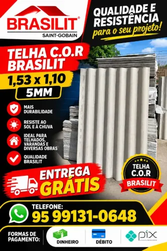 SUPER PROMOÇÃO DE TELHAS C.O.R BRASILIT 5MM