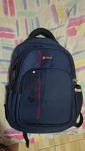 Mochila azul unisex viajem escola