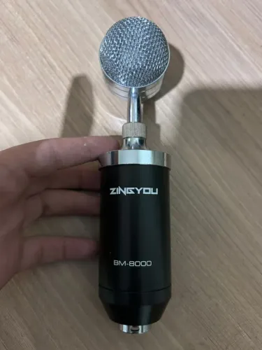 MICROFONE CONDENSADOR BM8000 + PEDESTAL ARTICULADO PARA MESA + SHOCKMOUNT