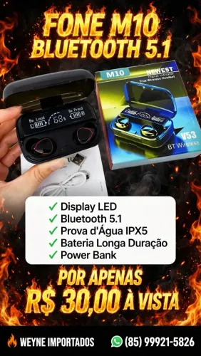 Fone bluetooth m10
