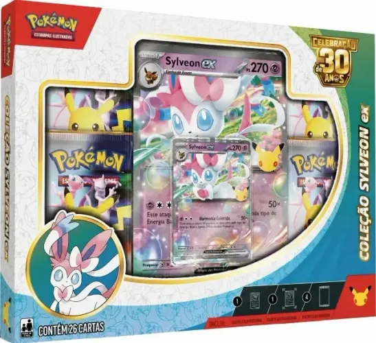 Pokemon Celebração 30 Anos Coleção Ex Com Poster 26 Cartas