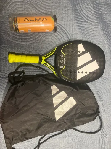 Raquete beach tennis adipower + kit bolinhas alpha 
