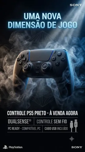 CONTROLE PS5 PRETO ( NOVO)