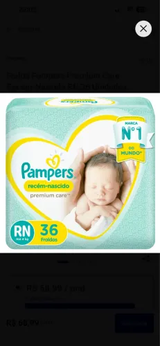 Vendo fralda Pampers premium RN