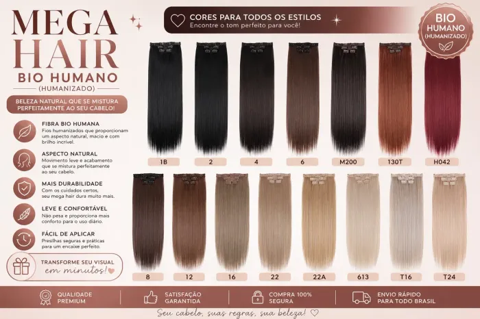 Mega hair tic tac humanizado várias cores 70cm 