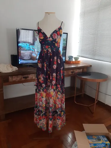 Vestido farm longo festa casa florido verão férias praia piscina festa