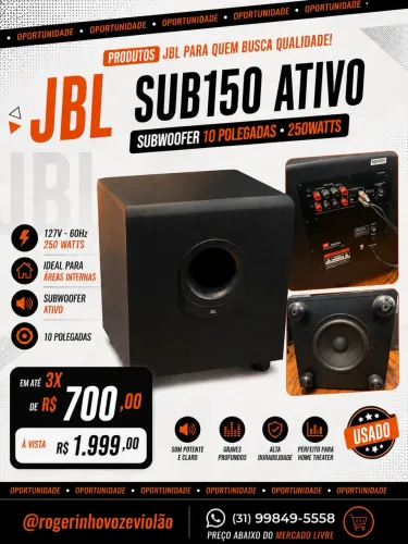 Subwoofer JBL ativo Sub150 (usado)