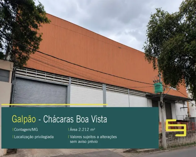 Galpão para alugar em Contagem/MG no bairro Chácaras Boa Vista