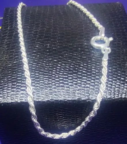 Pulseira Feminina Corda Prata 925 Peso 1.80 Gramas Pulseira 19 Cm Fio 4 mm