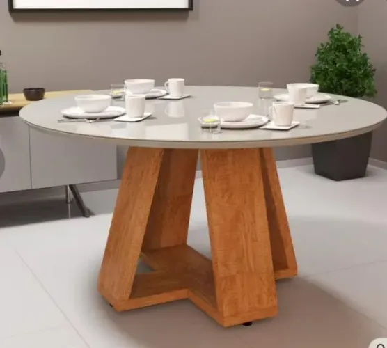 Mesa de jantar tampo de vidro branco