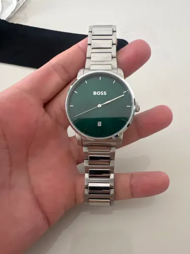 Relógio De Quartzo Masculino Hugo Green Com Pulseira De Aço Boss