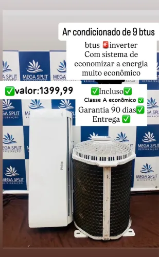 Ar condicionado de 9 btus inverter / incluso instalação/ garantia/ entrega