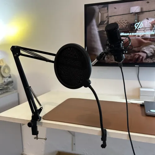 Microfone Condensador BM-800 + Braço Articulado + Pop Filter