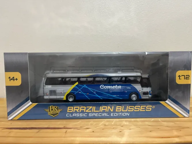 Miniatura ônibus Flecha Azul Cometa Halley BR Classics 1/72 série 3