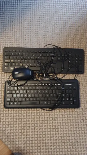 Kit com 2 teclados e 1 mouse (básicos com fio)