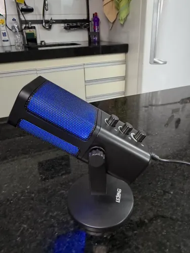 microfone condensador luz rgb