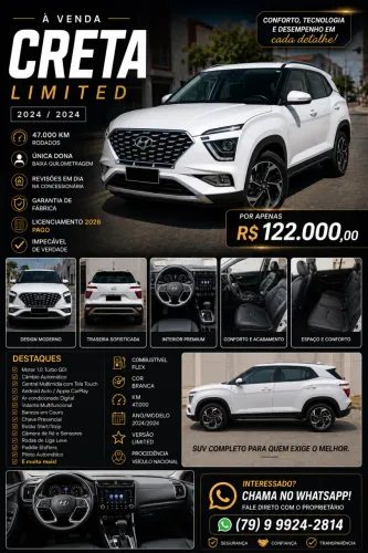 Hyundai Creta Limit. Safety 1.0 TB 12V Flex Aut. 2024