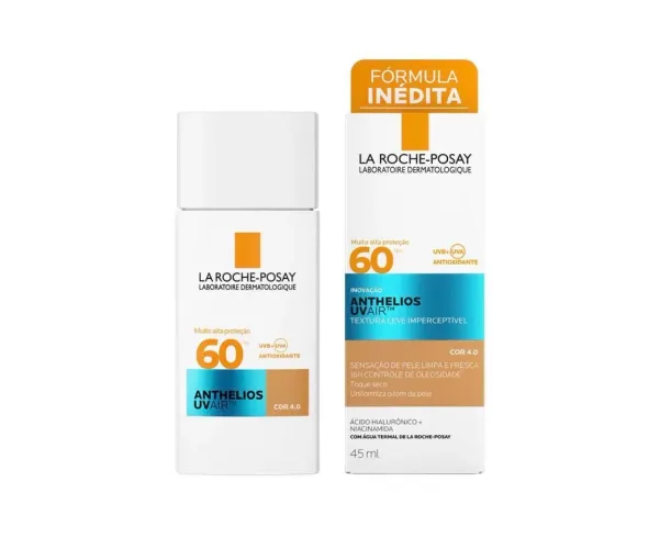 Protetor Solar Facial La Roche-Posay Anthelios UVAir FPS 60 Cor 4.0 Proteção Morena 45ml