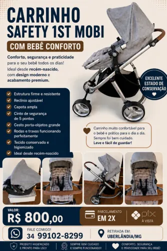 Carrinho Safety 1st Mobi + Bebê Conforto - Ótimo Estado
