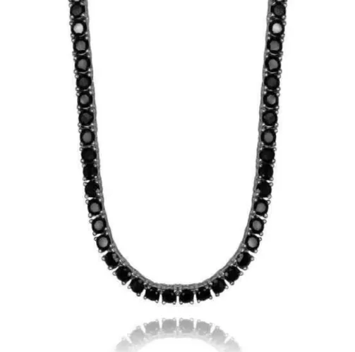 COLAR RIVIEIRA TODO EM PRATA COM PEDRAS PRETAS. UM LUXO.